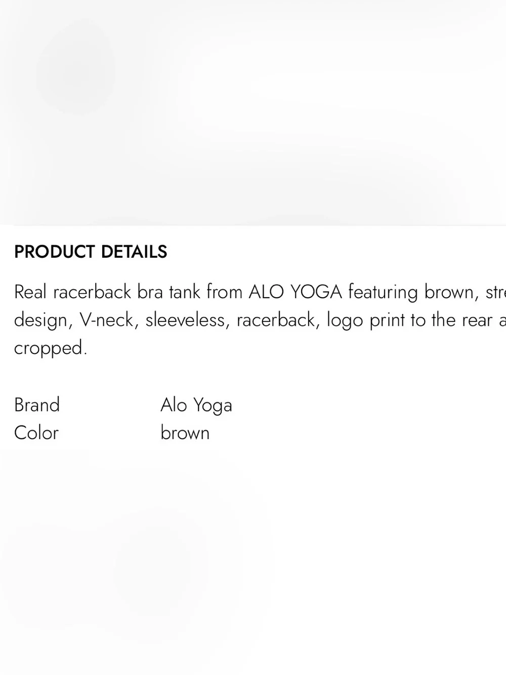 Alo Yoga Real Racerback Bra Tank Brown , size XS